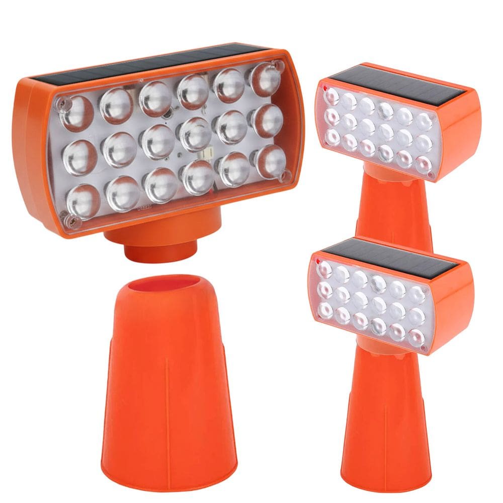 Sinalizador Solar Viario Kit 3 Duas Cores Cone Alerta Seguranca Noturna Obra Avenida Rodovia Alerta Estrada Transito