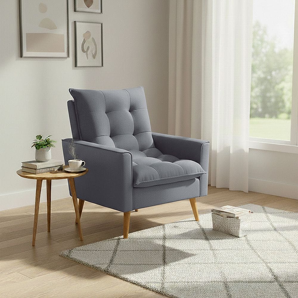 Poltrona Sala 92cm Visual Estofado Macio e Elegância Contemporânea para Sua Sala Cinza Claro Ester