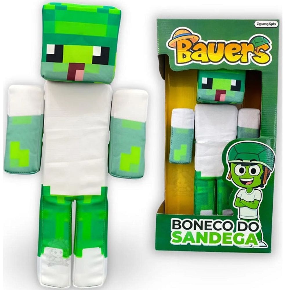 Boneco Articulado Gamer SKIN Bauers Sandega Youtuber Pelucia