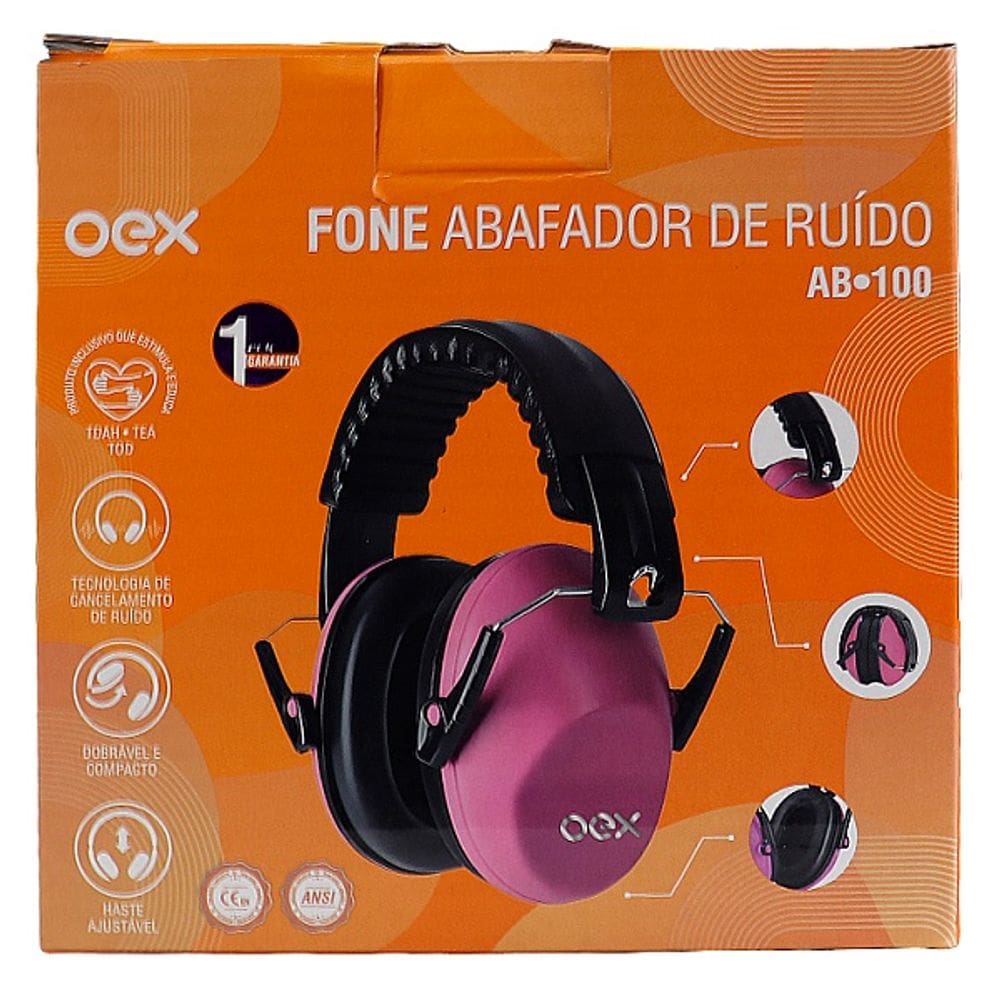 Protetor Abafador de Ruido Infantil OEX AB100 Rosa