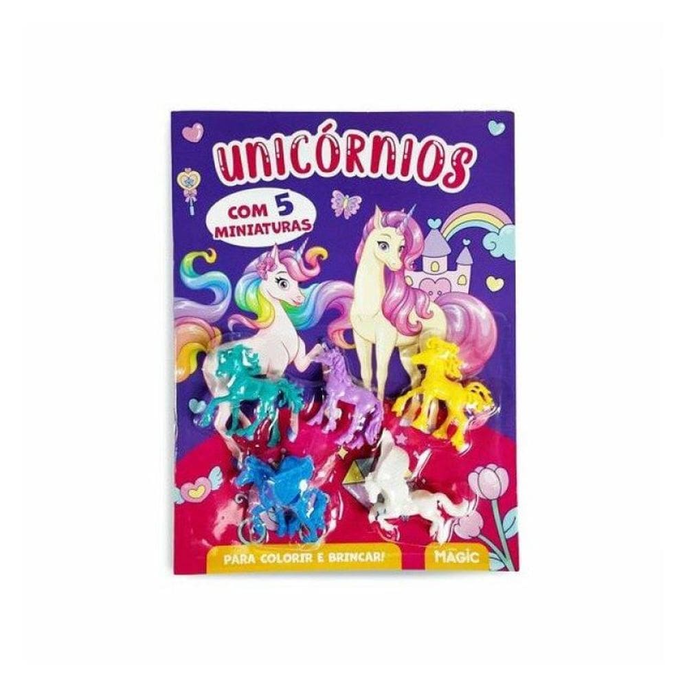 Unicórnios - Colorir E Brincar Com 5 Miniaturas