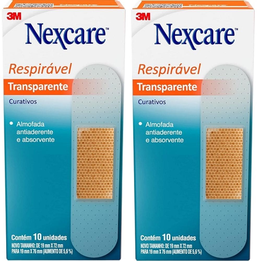 Kit com 2 Caixas de Curativo Nexcare Transparente 3M