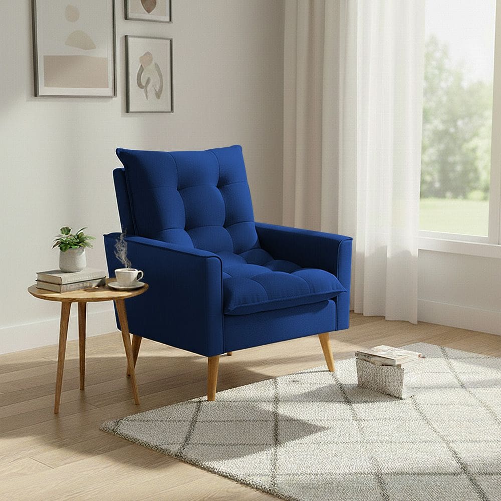 Poltrona Sala 92cm Conforto Design Charmoso e Acabamento Que Valoriza o Ambiente Azul Ester