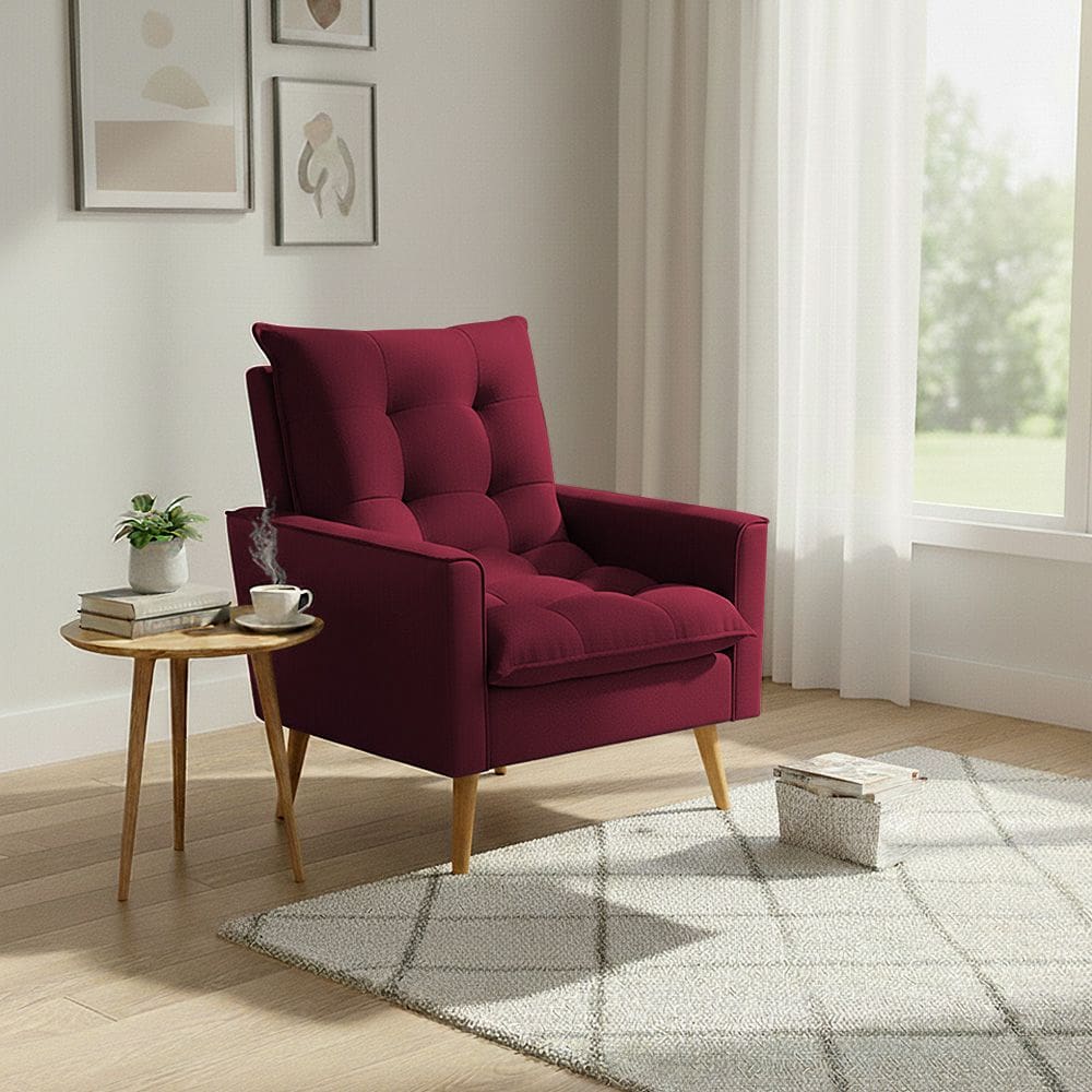 Poltrona Sala de Estar 92cm Design Elegante e Toque Vibrante Vermelho Ester