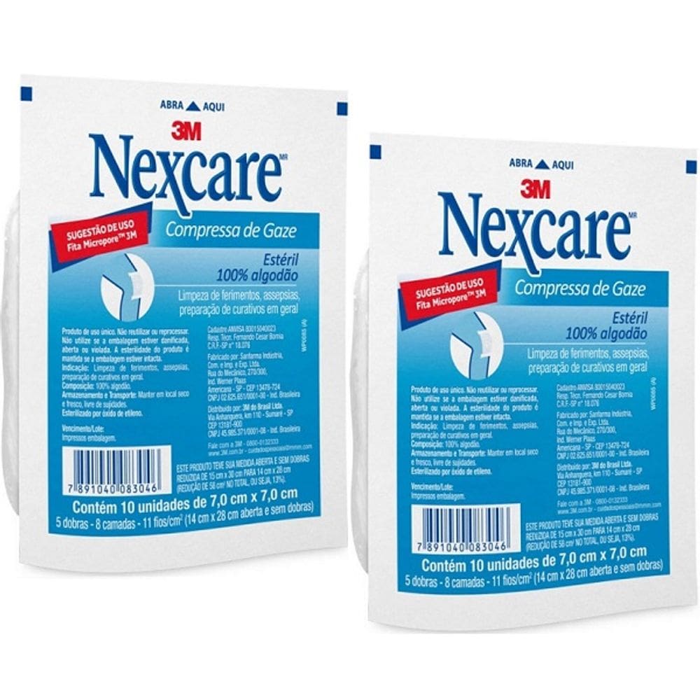 Kit com 20 Gaze Esteril Nexcare 3M