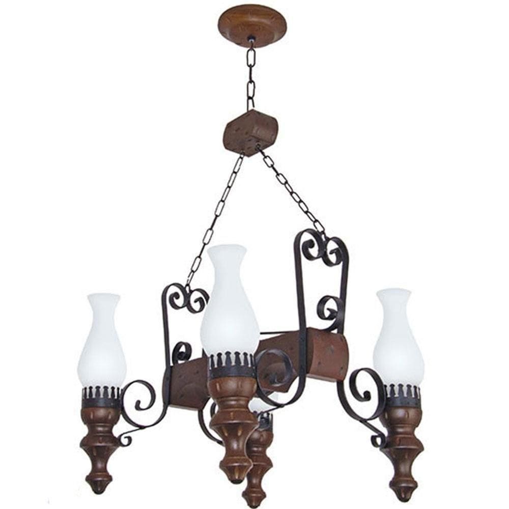 Lustre Muller Rustico 4 Lâmpadas Envelhecido 724e