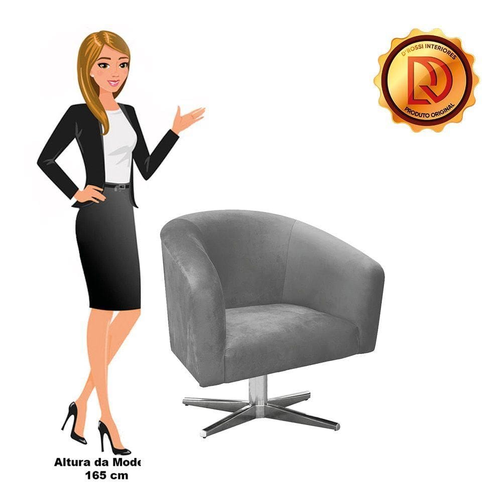 Poltrona Giratória Suede Grafite