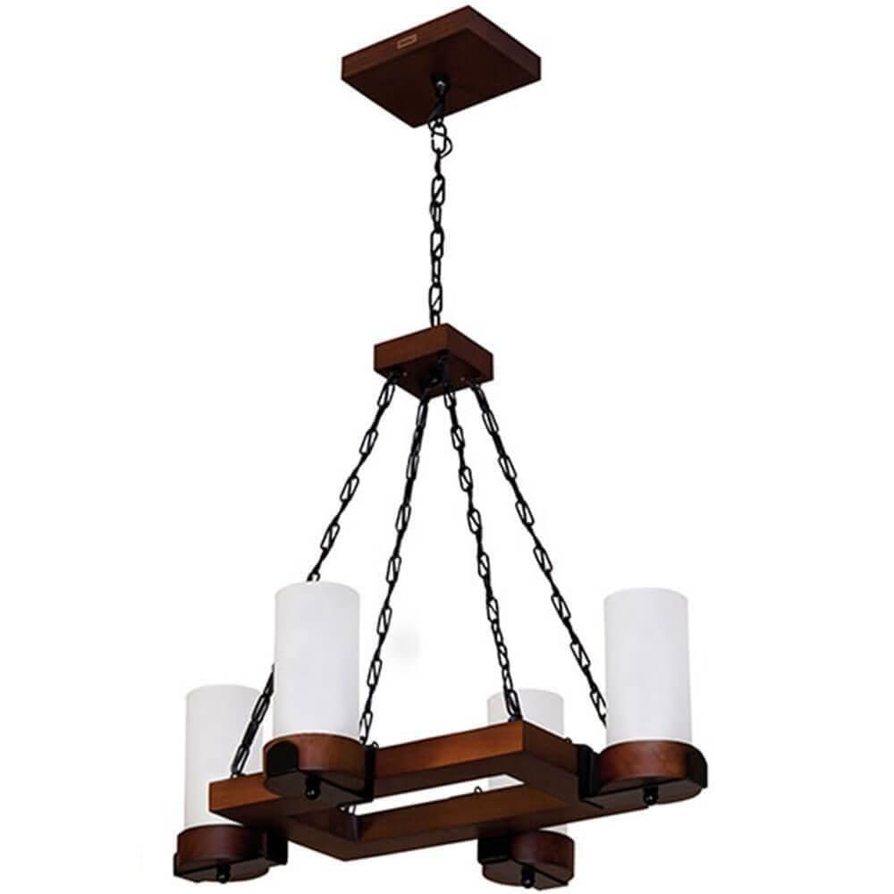 Lustre Muller Country Retangular 4 Lâmpadas Envelhecido 1204e