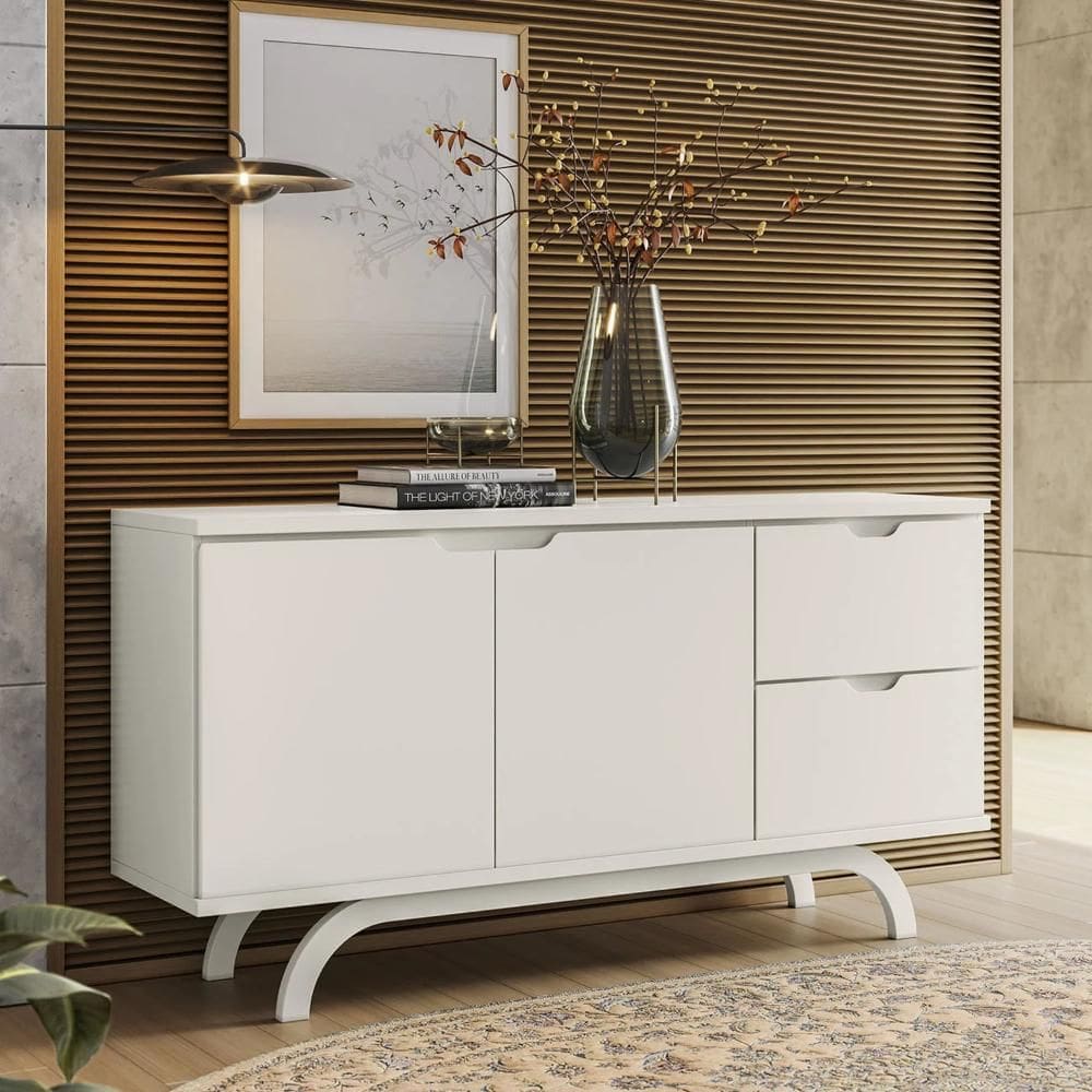 Buffet Aparador Sala de Estar 150cm 2 Portas Vinci Off N02  - Mpozenato