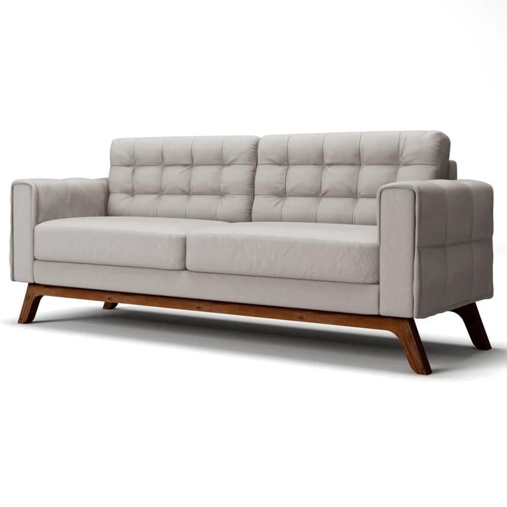 Sofá 300cm 4 Lugares Sandero C-309 Veludo Bege Claro - Domi