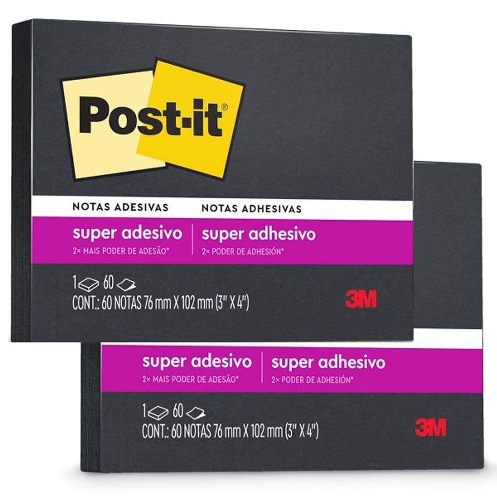 Kit com 2 POST-IT Preto 76MM X 102MM 60 Folhas 3M