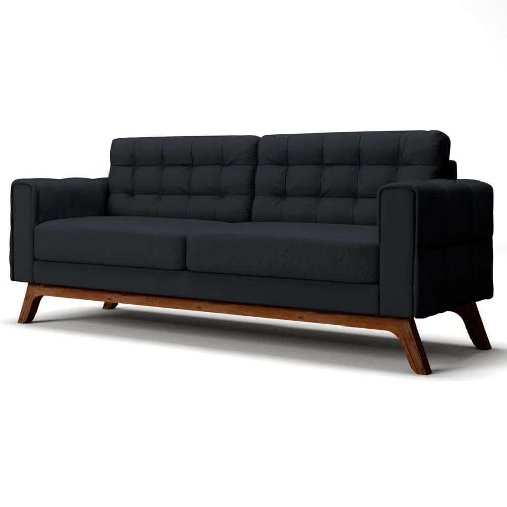 Sofá 300cm 4 Lugares Sandero C-300 Veludo Preto - Domi