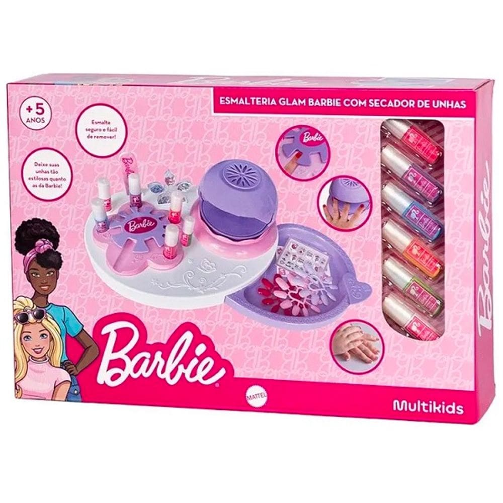 Esmalteria GLAM Barbie com Secador de UNHA Multikids