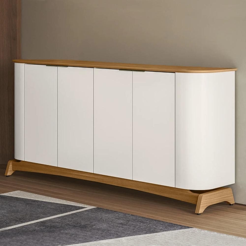 Buffet Aparador Sala de Estar 160cm 4 Portas Zuni Off/Ypê N02 - Mpozenato