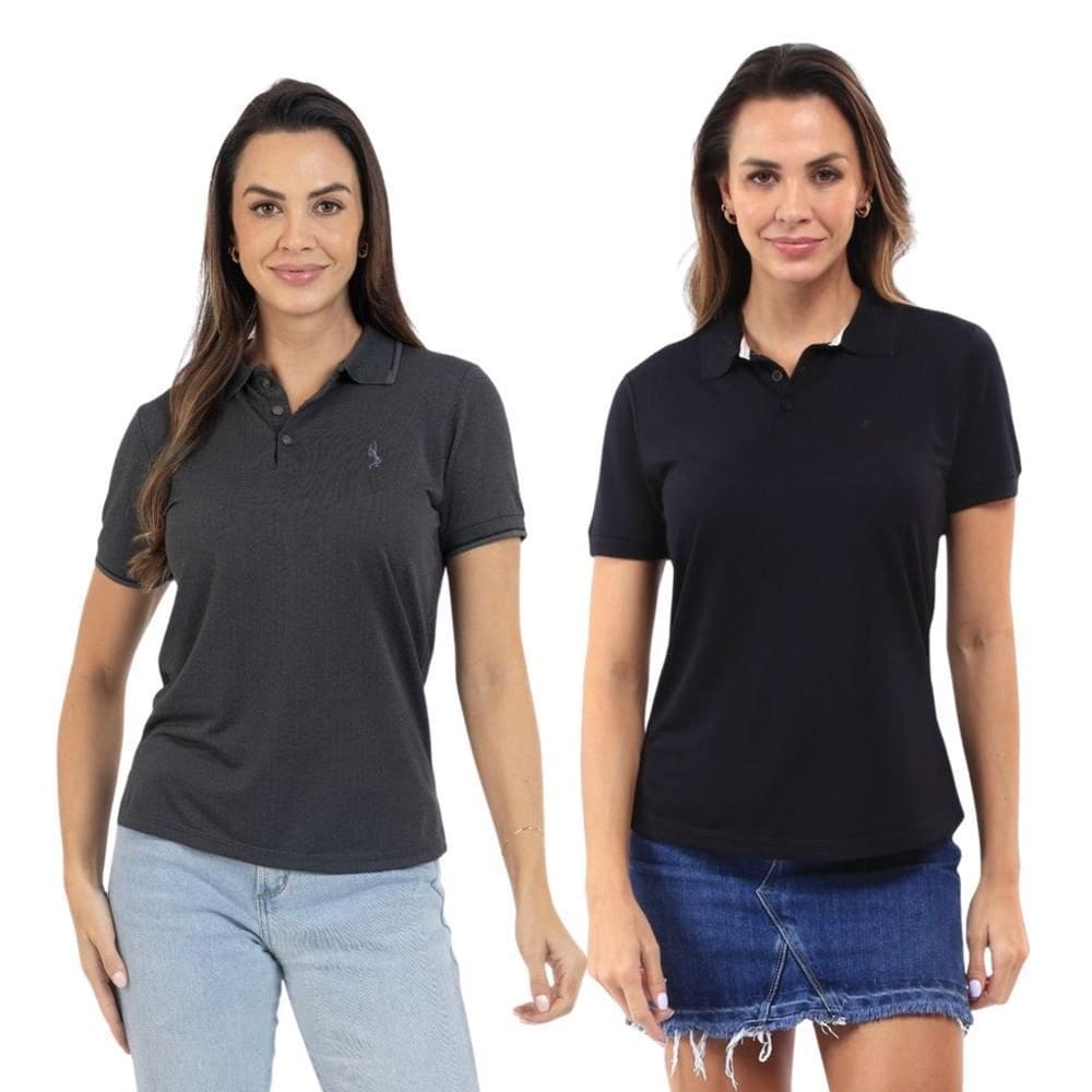 Kit 2 Camisa Polo Feminina Piquet Viscose Casual