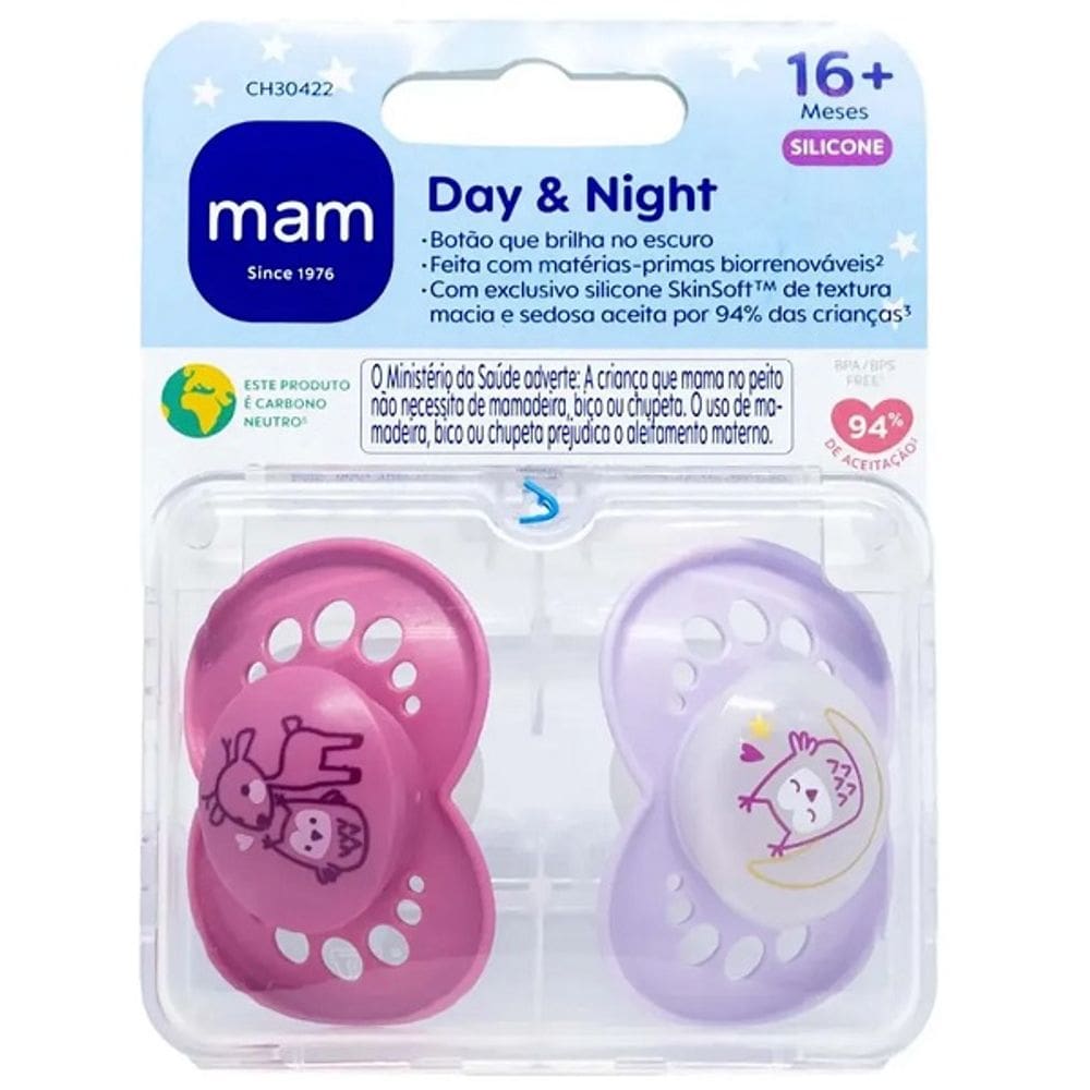 Chupeta Original DAY e NIGHT + 16 Meses 2 Unidades MAM Cervo e Coruja