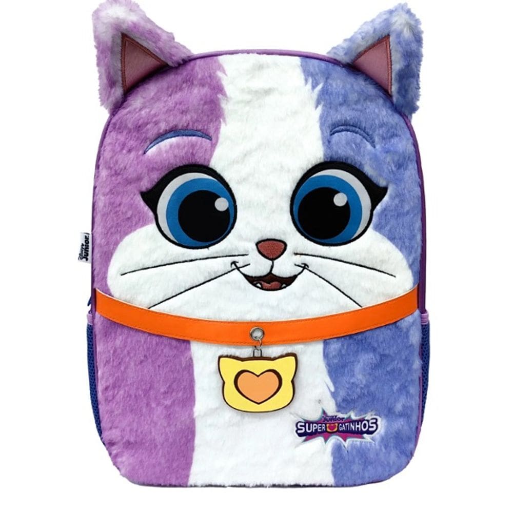 Mochila Escolar de Costas Pelucia Super Gatinhos Disney Junior