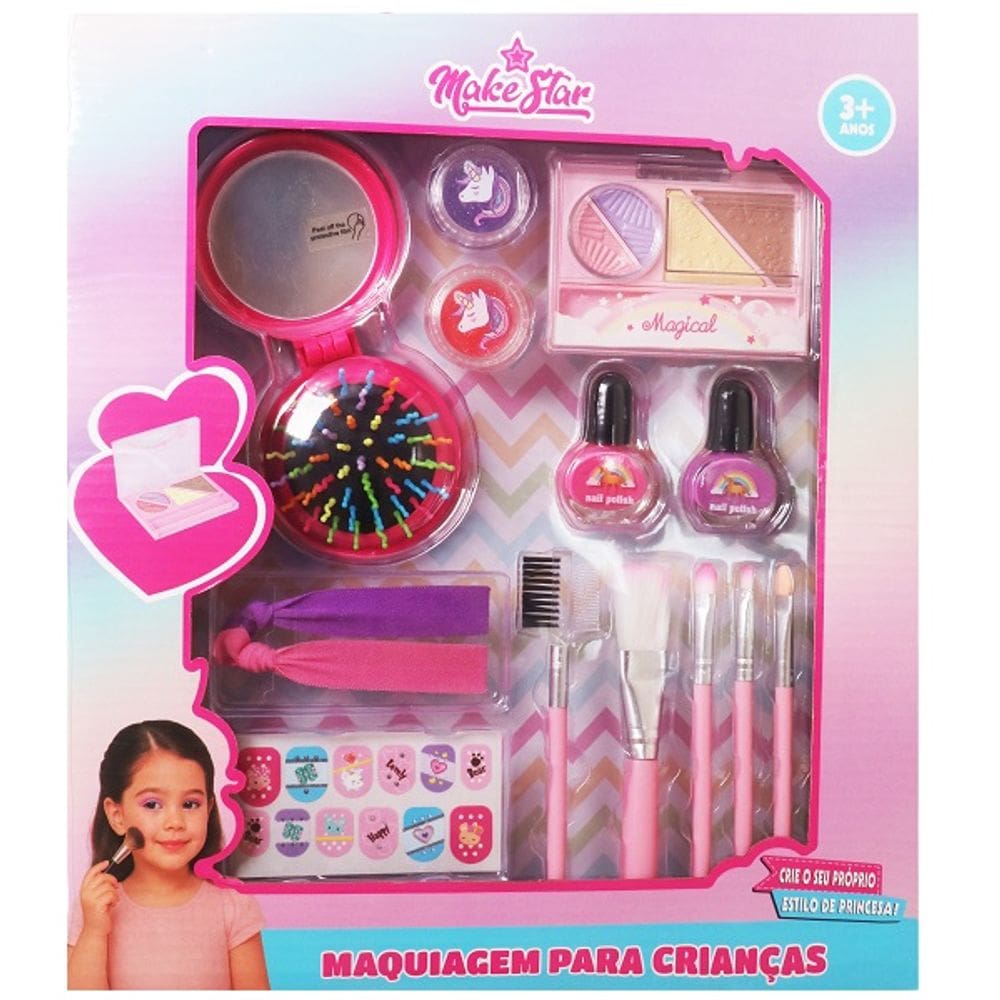 Kit Maquiagem e Cabelo com Pinceis Make STAR