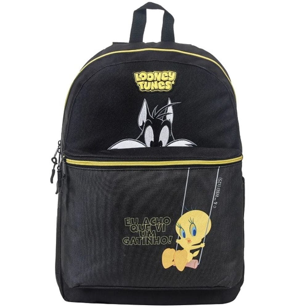Mochila Escolar de Costas Infantil Piu Piu e Frajola Looney Tunes