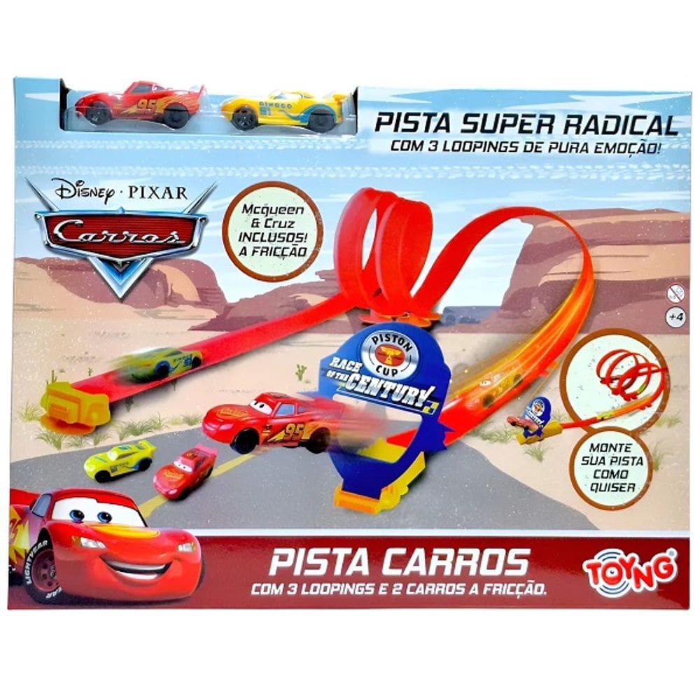 Pista Corrida Carros Looping Triplo com 2 Carros Fricção TOYNG