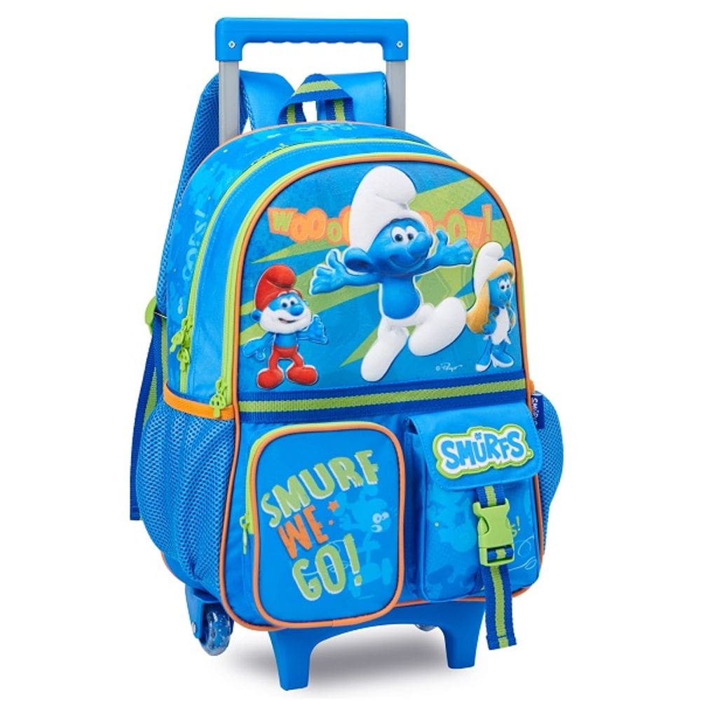 Mochila Escolar de Rodinhas Oficial os SMURFS SM26294K Clio STYLE
