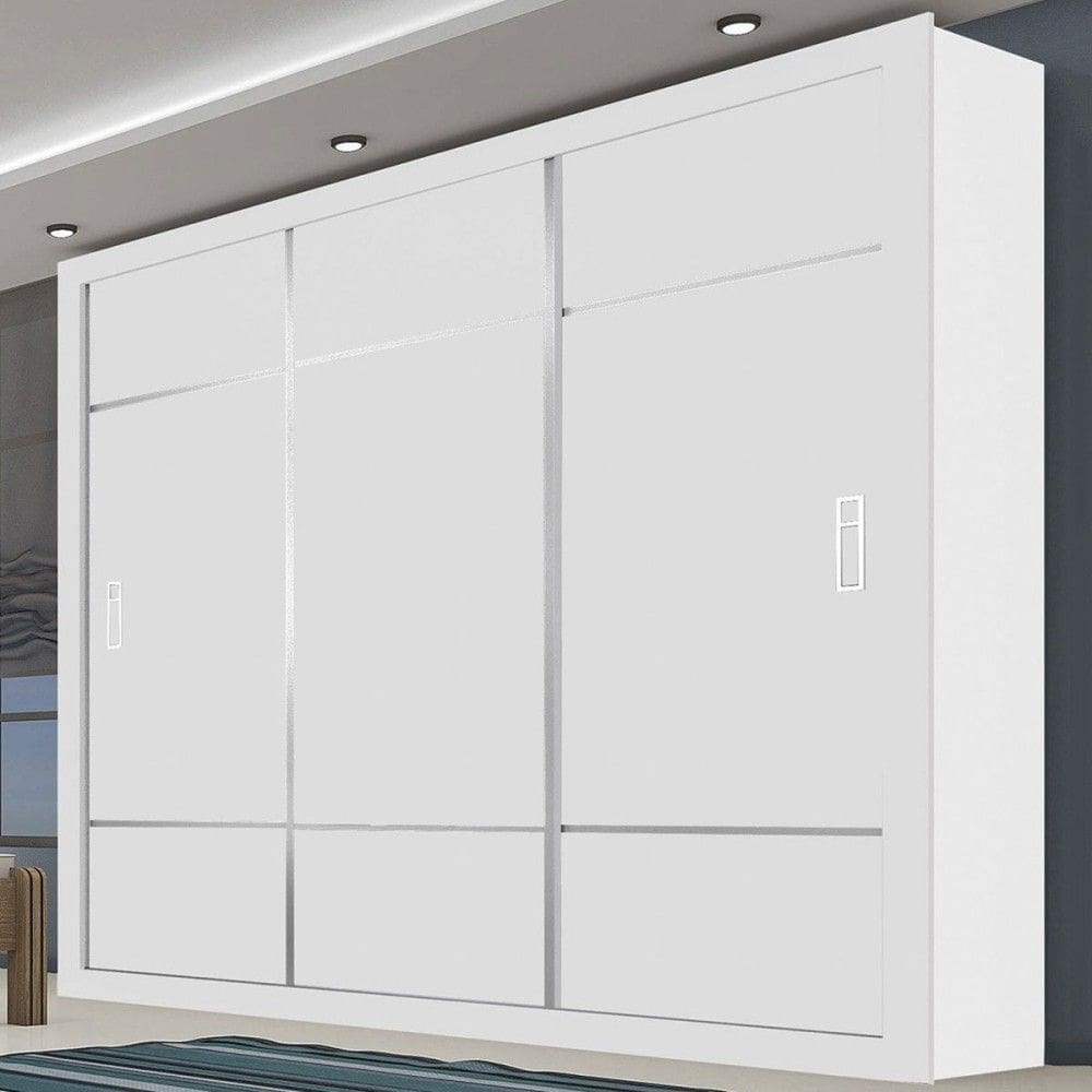 Guarda-Roupa Casal Trevi 3 Portas de Correr 4 Gavetas Nevada - Pnr Móveis