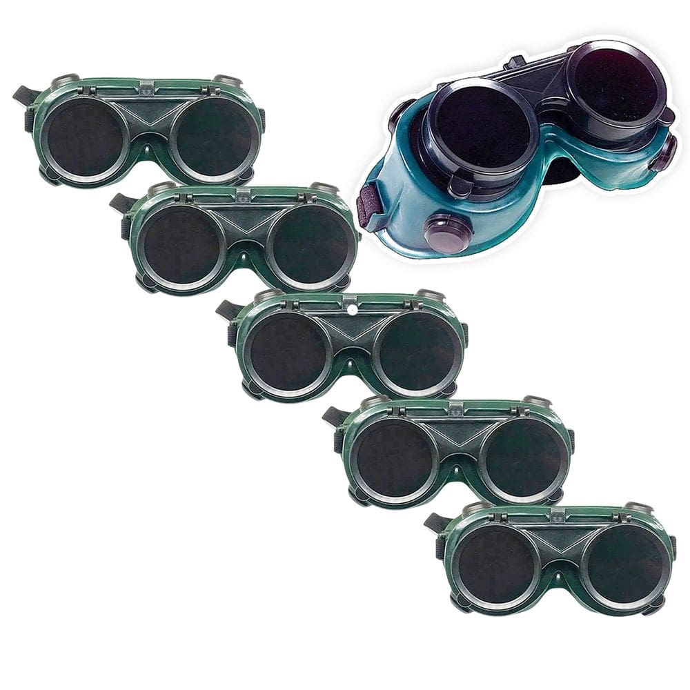 Oculos De Solda Kit 5 Uni Protecao EPI Mascara Articulavel Dupla Lente Equipamento Profissional Para Soldador Com Filtro