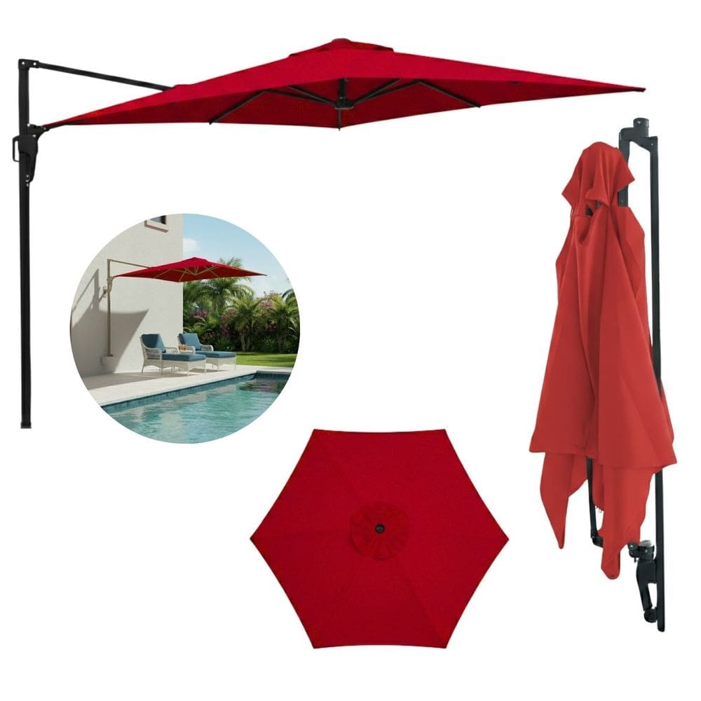 Ombrelone Parede Lateral 2.0m Guarda Sol Piscina Jardim Importway Iwcj007