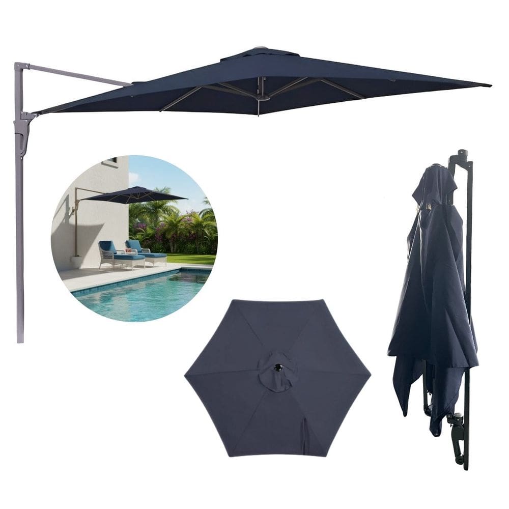 Ombrelone Parede Lateral 2.0m Guarda Sol Piscina Jardim Azul Importway Iwcj007 Az