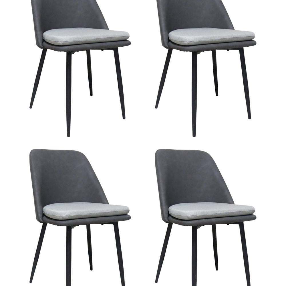 Kit 4 Cadeiras para Sala de Jantar Estofada em Couro Quebec Grafiti