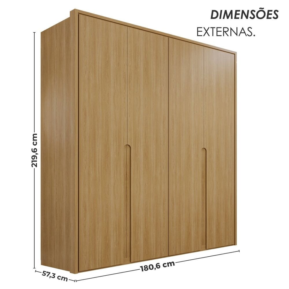 Guarda-roupa 4 Portas 3 Gavetas Lizz Hannover | Casas Bahia