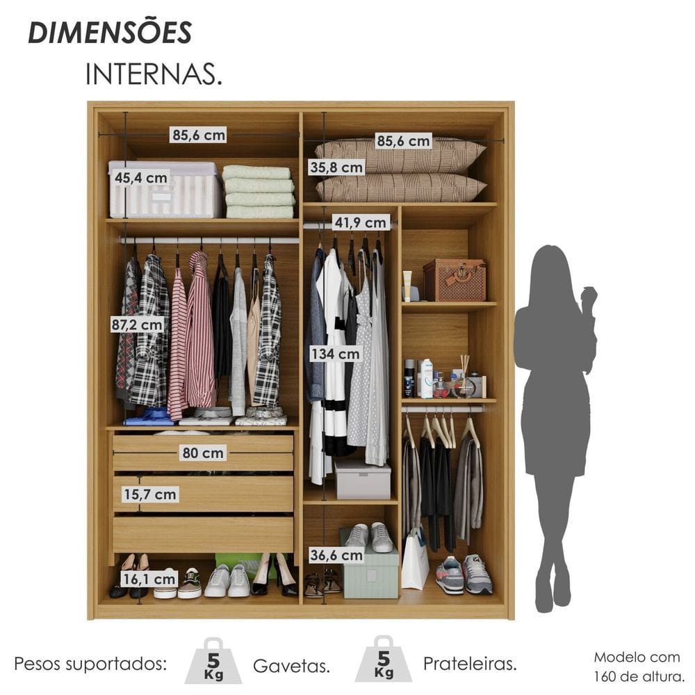 Guarda-roupa 4 Portas 3 Gavetas Lizz Hannover | Casas Bahia