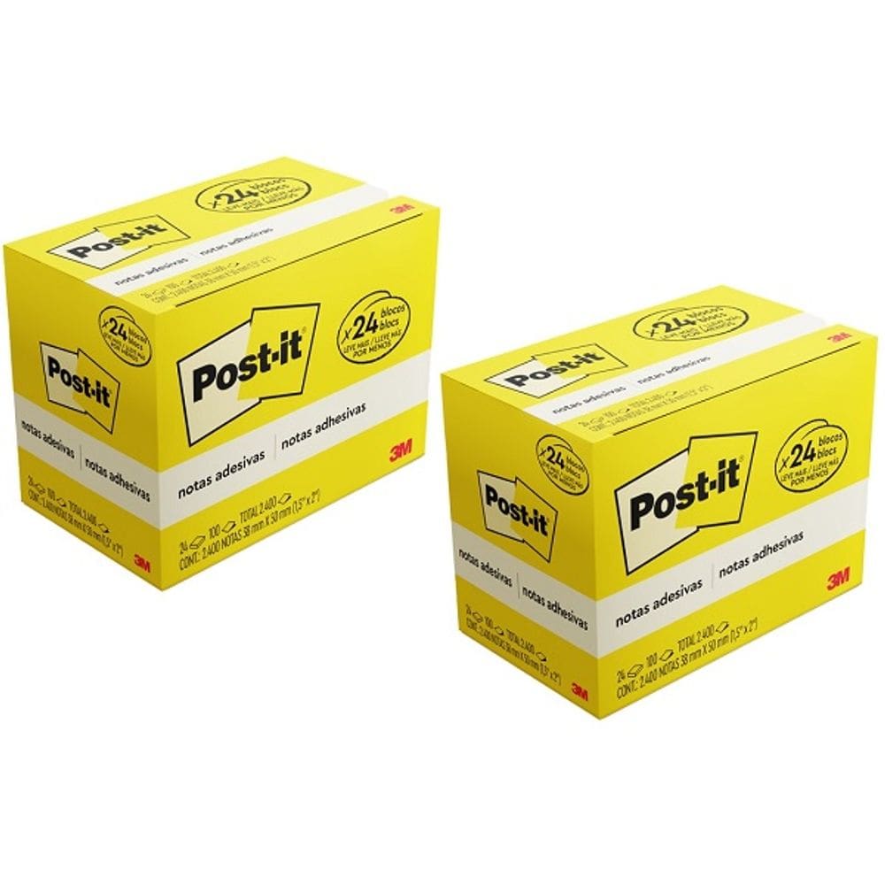 Kit com 2 Caixa POST-IT Amarelo 38MM X 50MM 3M