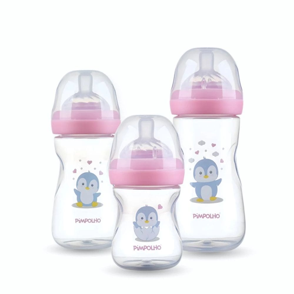 KIIT 3 MAMADEIRAS SERENA PINGUIM ROSA 150 260 e 330ML - PIMPOLHO