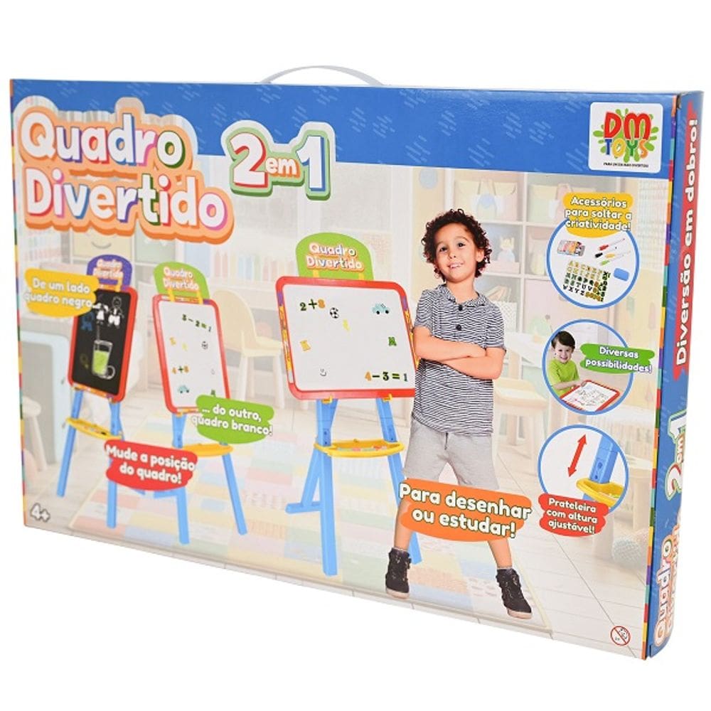 Quadro Divertido 2 em 1 NO Cavalete Azul DM TOYS
