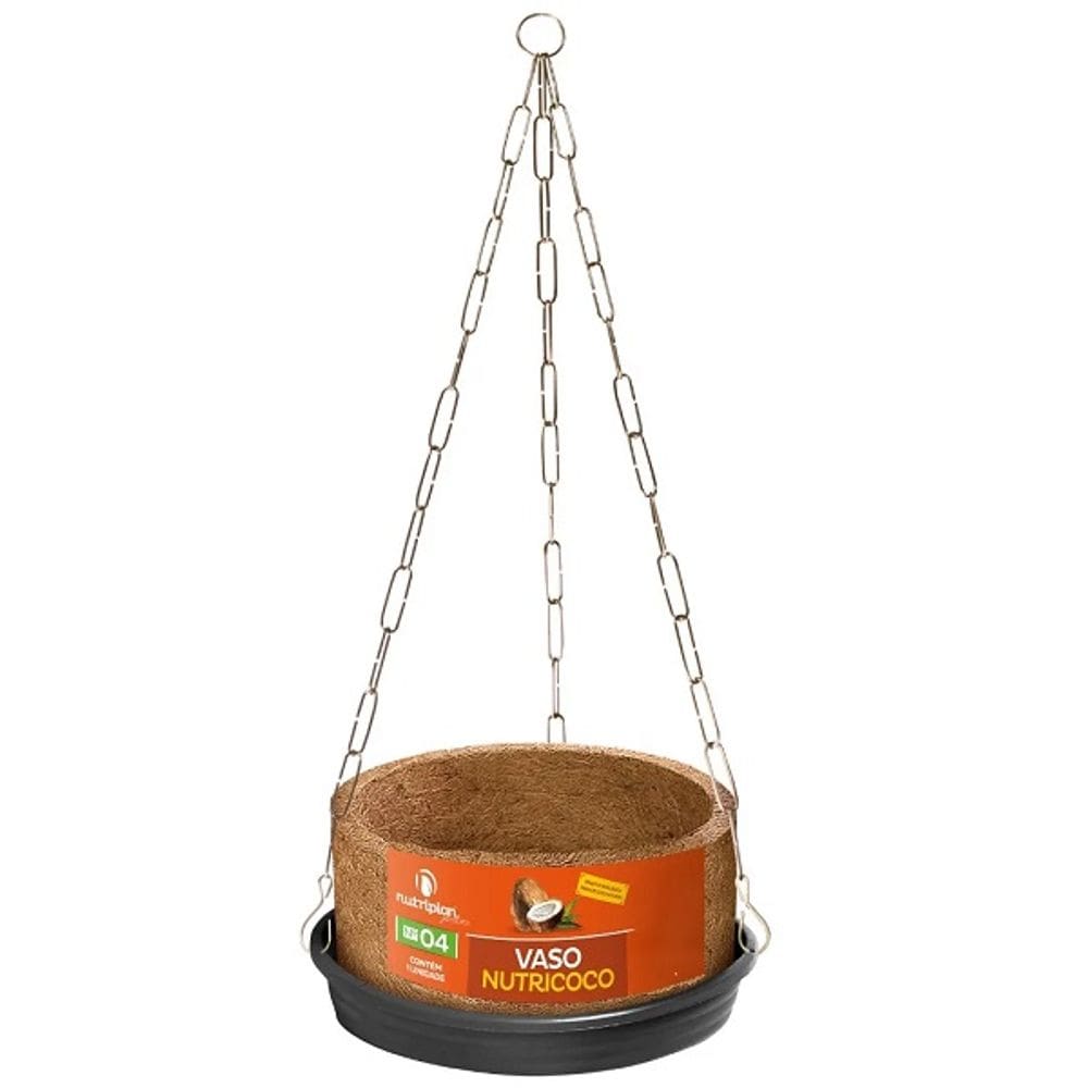 Vaso Nutricoco Fibra de Coco N4 com Prato e Corrente Nutriplan