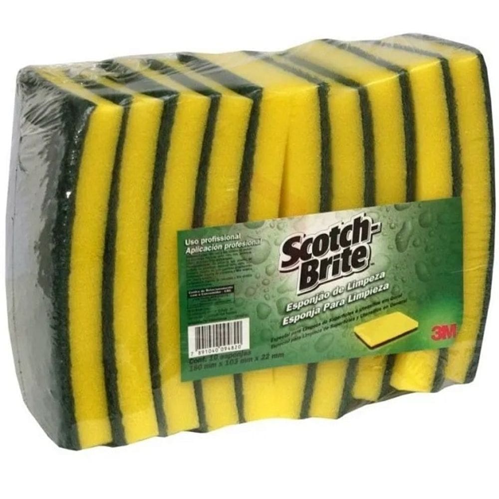 Esponjão Limpeza SCOTCH Brite 3M 10X18CM VERDE/AMARELO 10UND