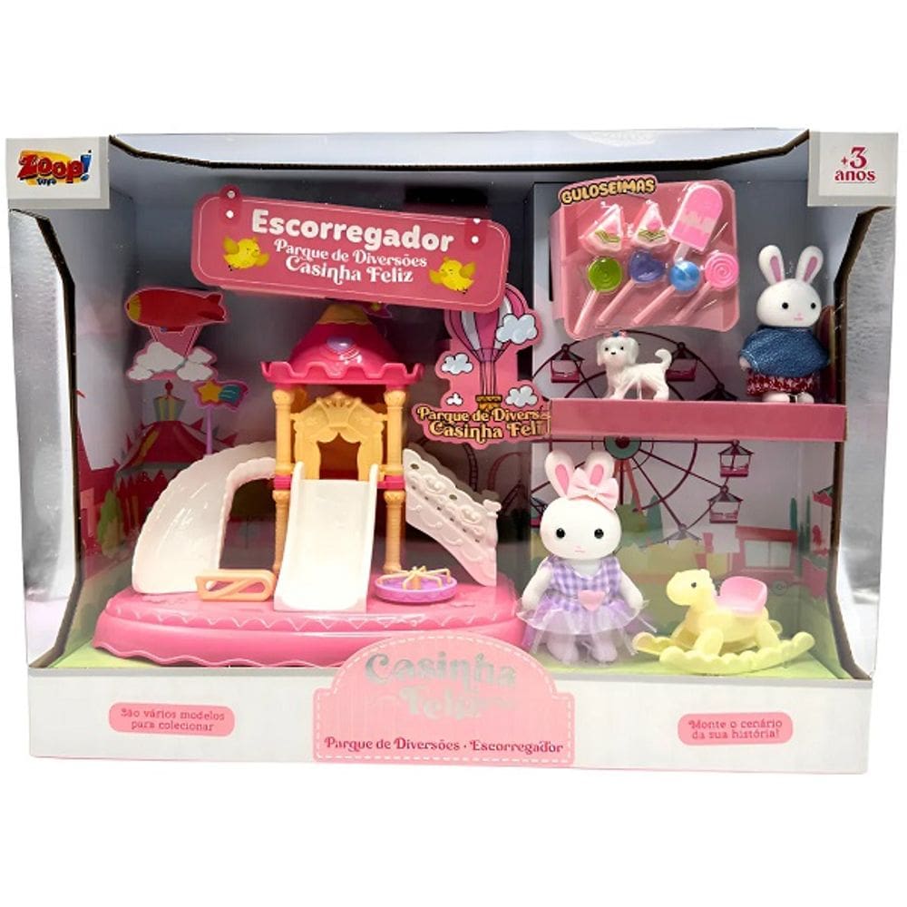 Casinha Feliz Parque de Diversões Escorregador Zoop TOYS ZP01357