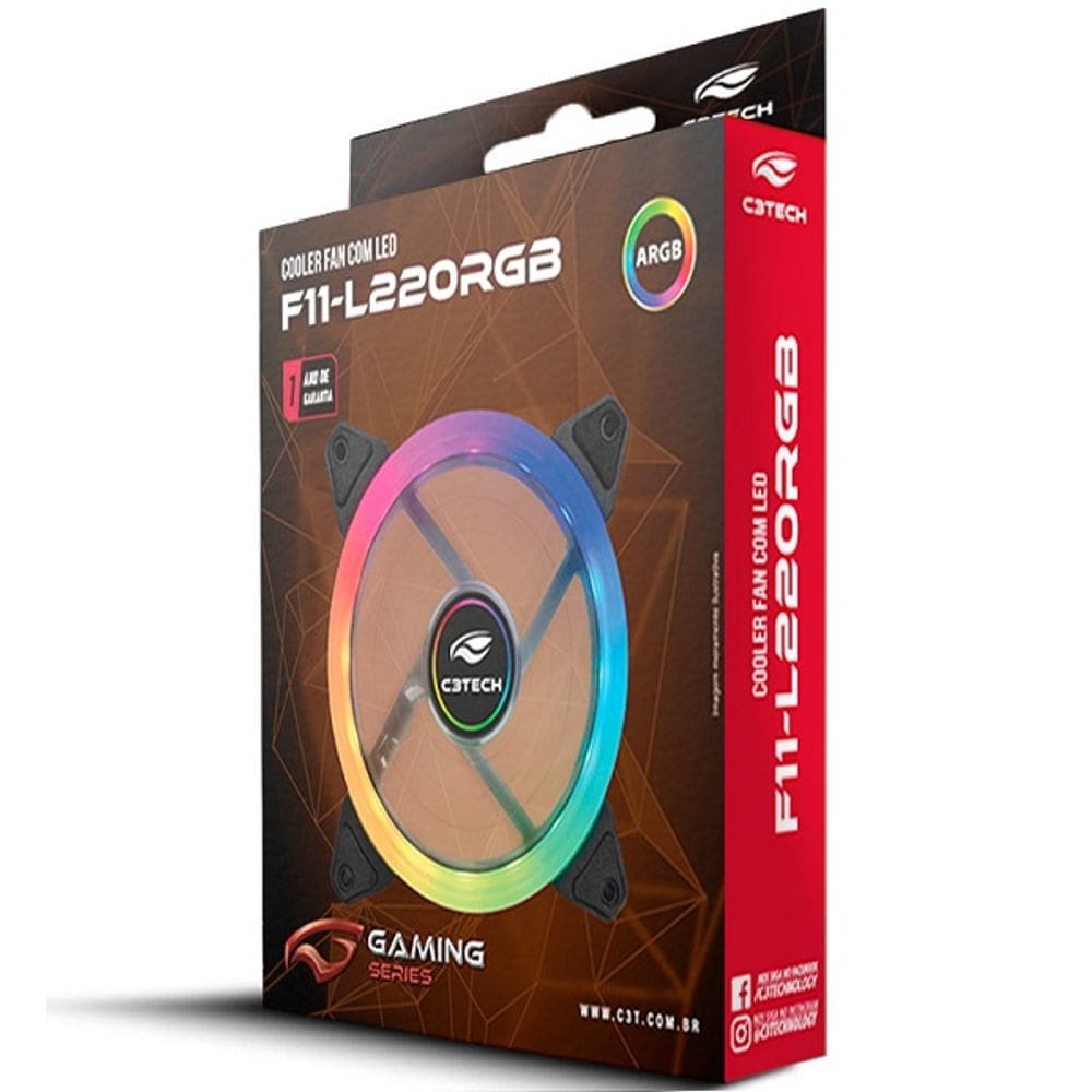 Cooler FAN F11-L220RGB 12CM C3 TECH Gaming