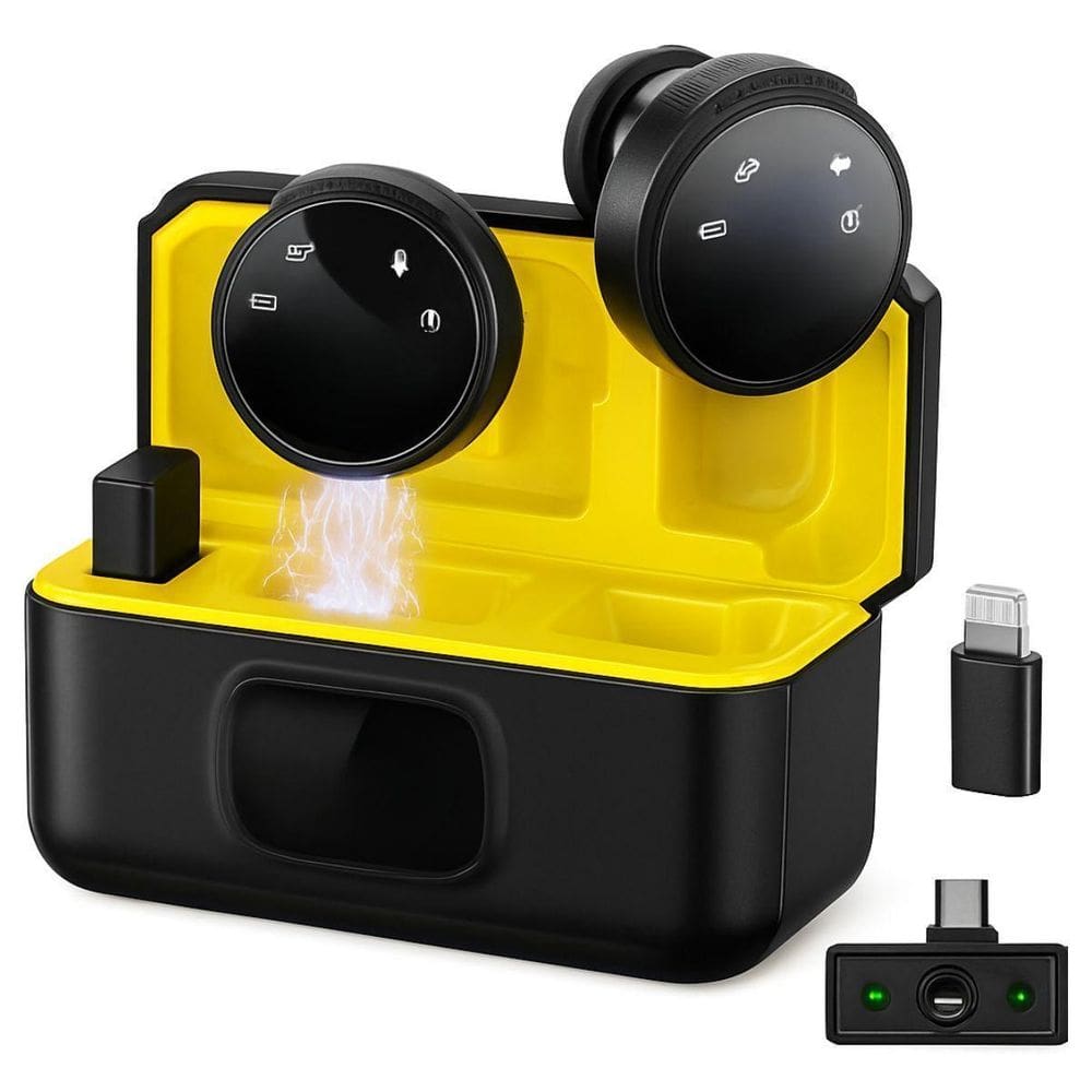 Microfone De Lapela Sem Fio Duplo Entradas Usb-C E Lightning