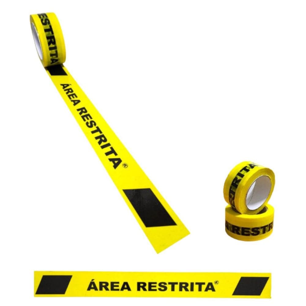 Fita Adesiva Sinalização Área Restrita 48Mm X 100M Amarela