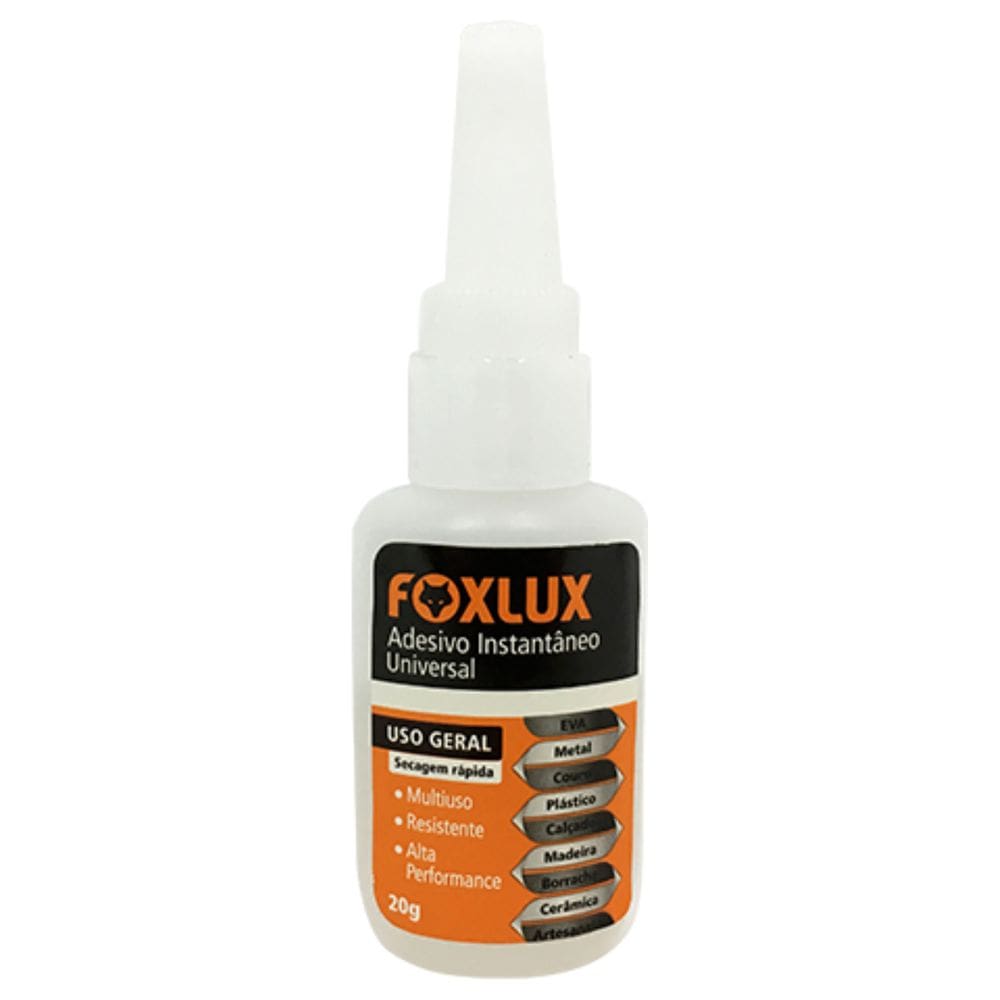 Adesivo Instantâneo Foxlux 20g Cola Rápida Multiuso