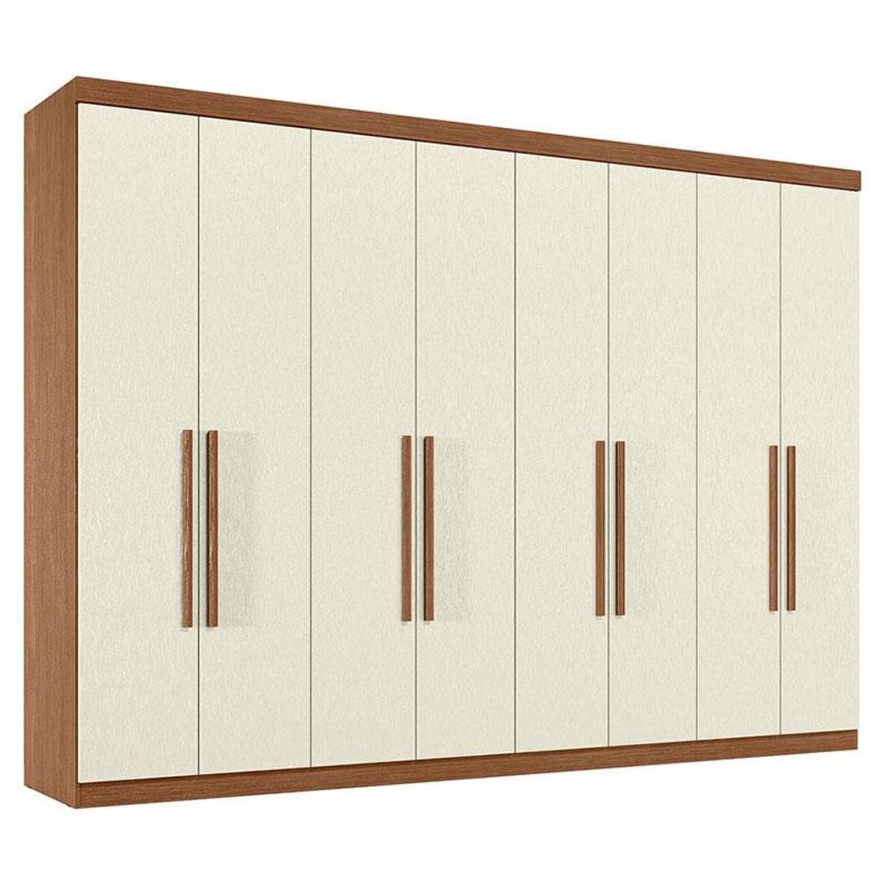 Guarda Roupa Casal 8 Portas 4 Gavetas Master New Jatobá Areia Acetinado - Santos Andirá