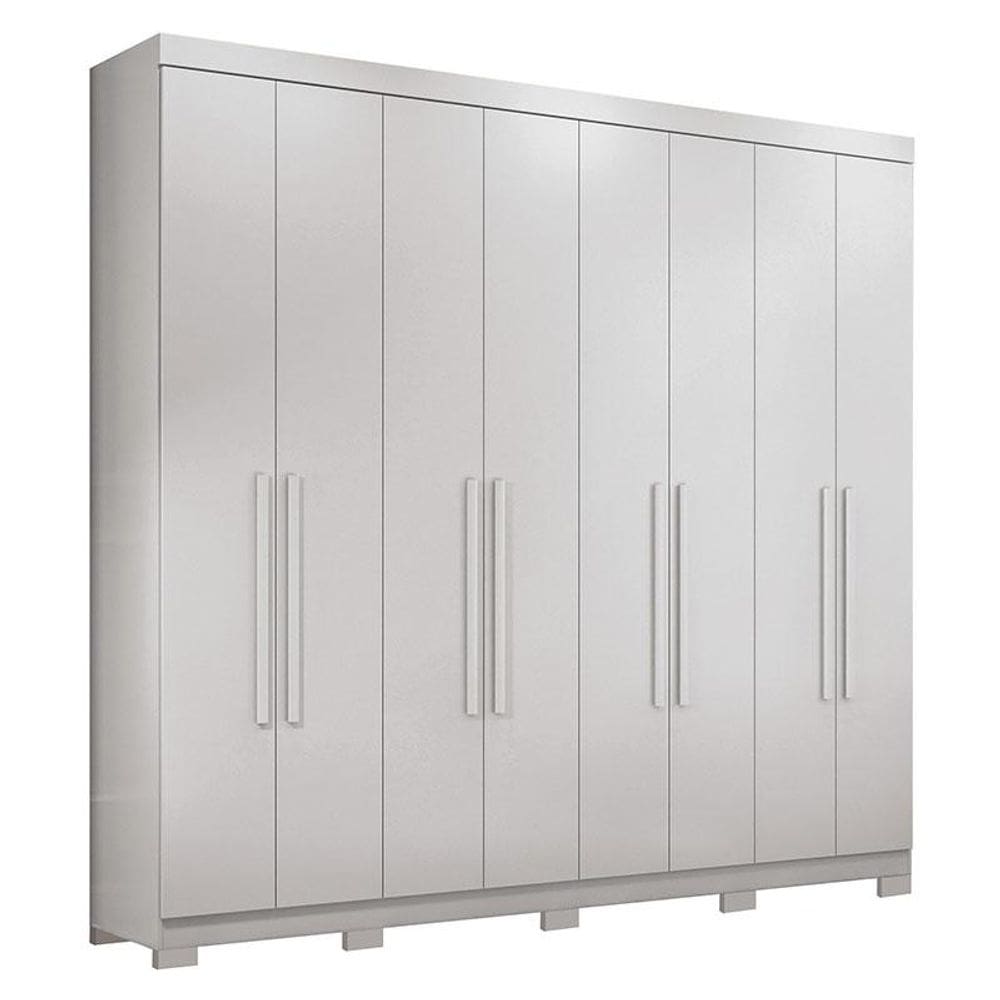 Guarda Roupa Casal 8 Portas 4 Gavetas Master New Branco Brilho com Pés - Santos Andirá