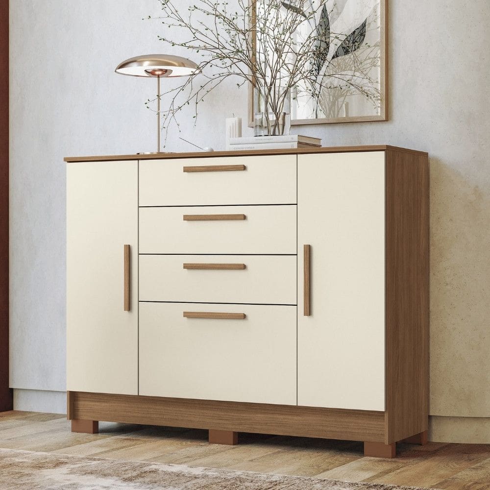 Rack com Painel para TV até 60 Polegadas 2 Portas Curitiba Aurora Línea Brasil