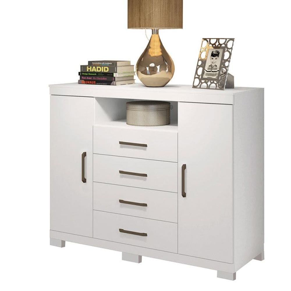 Comoda Havana Master com pés Branco Brilho - Santos Andirá