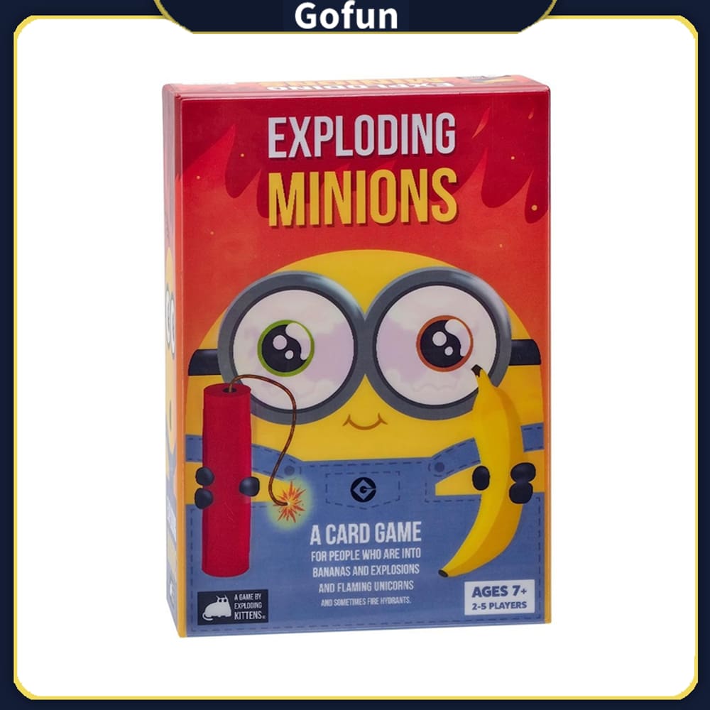 Jogo de cartas Exploding Minions com jogo de tabuleiro, adesivos e tatuagens
