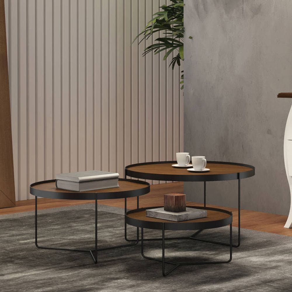 Conjunto mesas de centro redondas modernas Apollo Montanhês