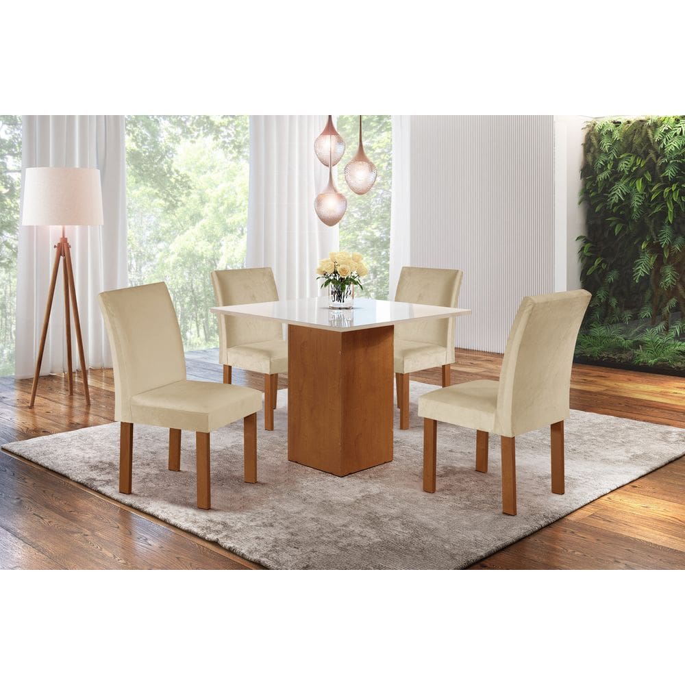 Sala de Jantar 4 Cad Vidro 0,9x0,9m - Chicago - Sky Móveis