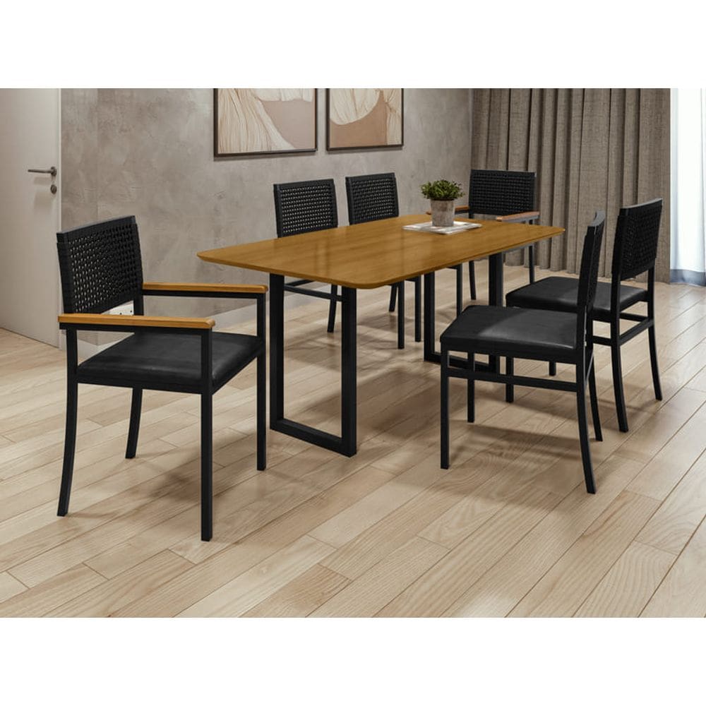 Conjunto Área Gourmet  6 Cadeiras 1,60x0,90m Itália Paonanda
